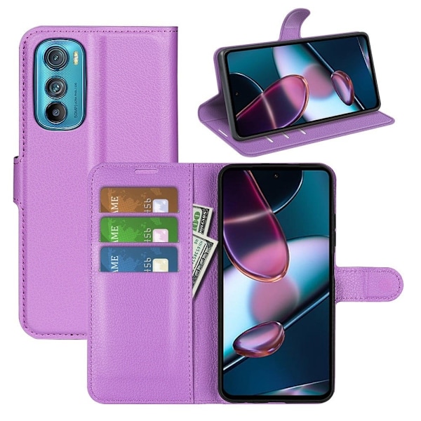 Klassisk Motorola Edge 30 flip etui - Lilla Purple