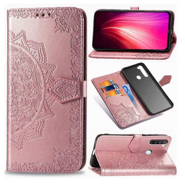 Mandala Xiaomi Redmi Note 8 Flip kotelot - Ruusukulta Pink