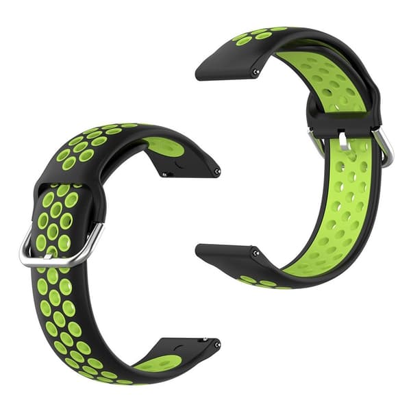 Samsung Galaxy Watch 3 (45mm) bi-farve silikone rem - sort / Fluorescent grøn Black