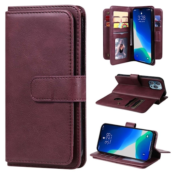 iPhone 14 Pro Max etui med pung & 10 kortpladser – Rød Red