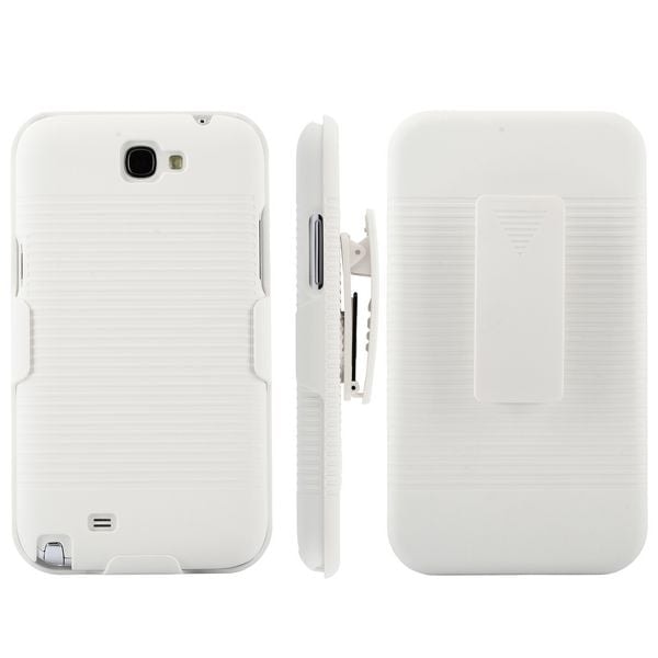 BeltClip KickStand (Hvit) Samsung Galaxy Note 2 Deksel White