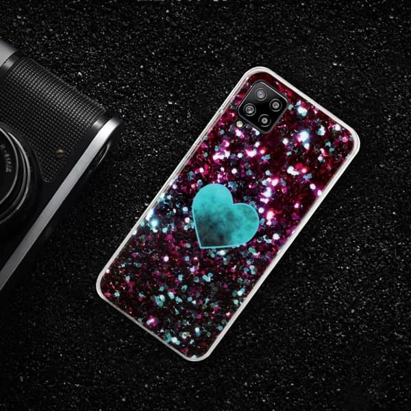 Marble Samsung Galaxy A42 5G Etui - Blått Hjerte Blue