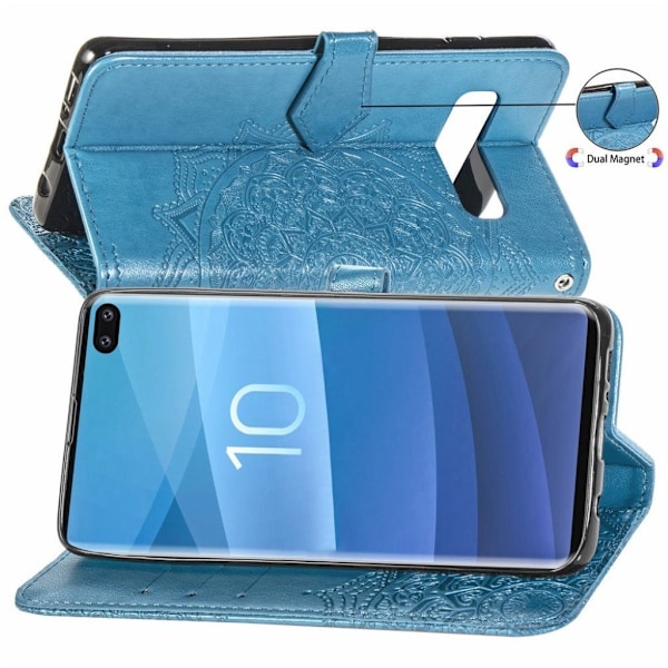Mandala läder Samsung Galaxy S10 Plus fodral - Blå Blå