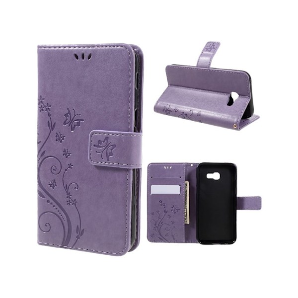 Samsung Galaxy A5 (2017) læder-etui med sommerfugleprint - Lyslilla Purple