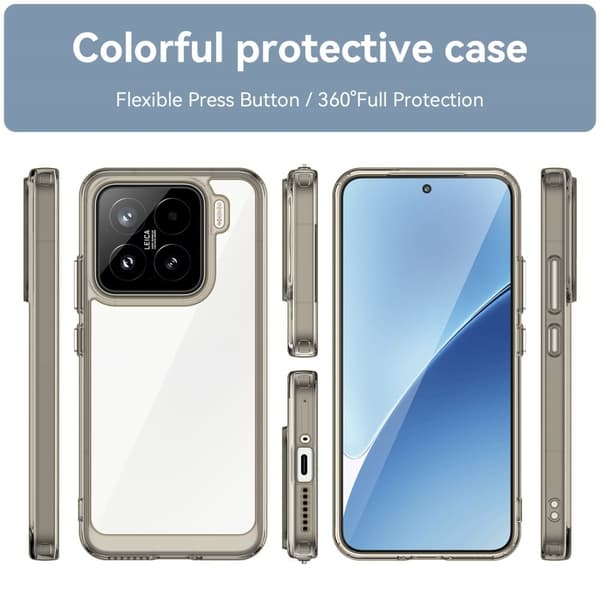 Xiaomi 15 älykäs akryylikansi - Läpinäkyvä Harmaa Silver grey