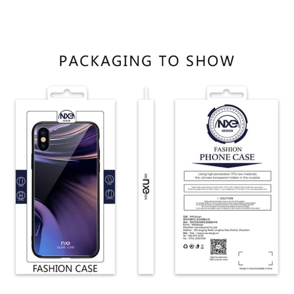 NXE iPhone Xs Max etui i hærdet glas med lyst mønster - Style D Transparent