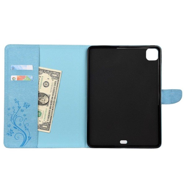 iPad Pro 11 inch (2020) butterfly imprint leather flip case - Bl Blue