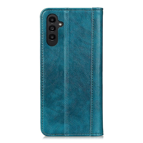 Äkta läder Samsung Galaxy A14 fodral med magnetisk stängning Grön
