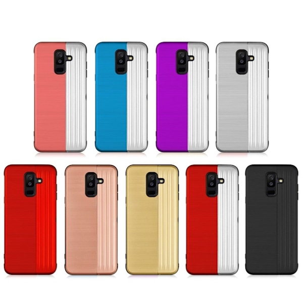 ANGIBABE Samsung Galaxy A6 Plus (2018) hybridfodral med kickstand - Rosa / Silver multifärg