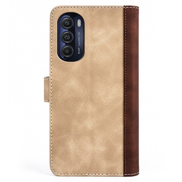 To Farvet Læder Flip Case til Motorola Moto G (2022) - Gul Yellow