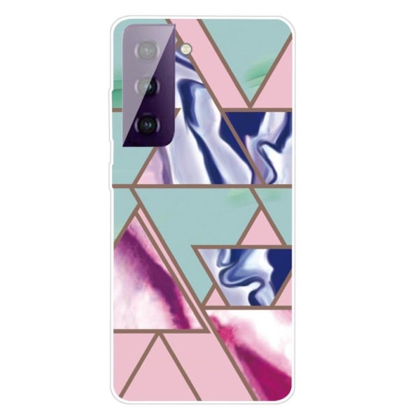 Marble Samsung Galaxy S21 Plus Etui - Triangle Blitz Pattern Multicolor