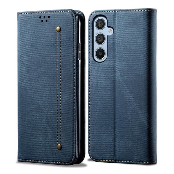 Jeans Samsung Galaxy M54 Läppäkotelo - Sininen Blue