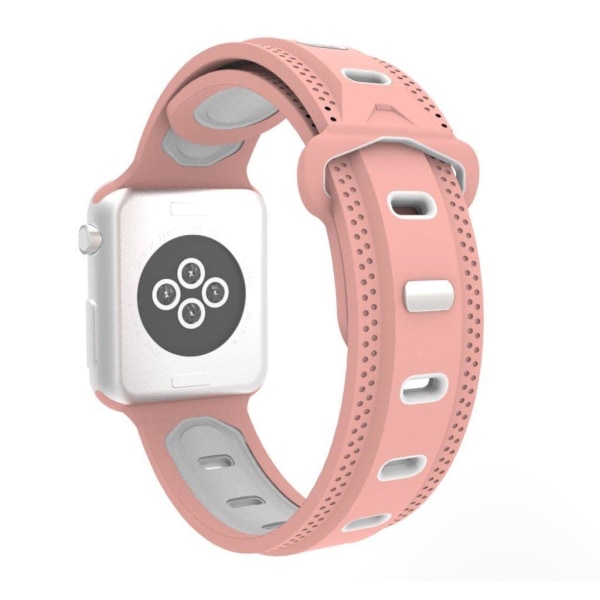 Apple Watch Series 4 40mm rhombus silikone Urrem - Lyserød Ydre / Hvid Indre Pink