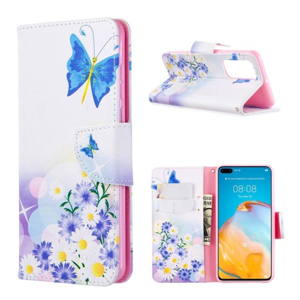 Wonderland Huawei P40 flip etui - Sommerfugle og Blomster Multicolor