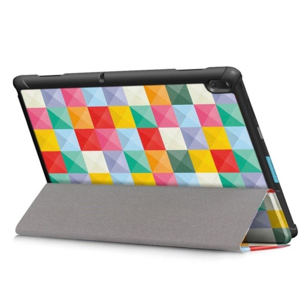 Lenovo Tab E10 mönstrat plånboksfodral i läder - färgglada trian multifärg