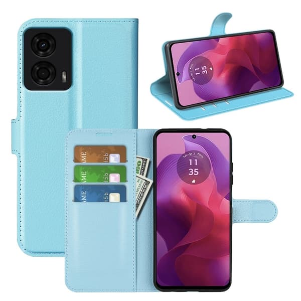 Klassisk Motorola Moto G24 flip etui - Blå Blue