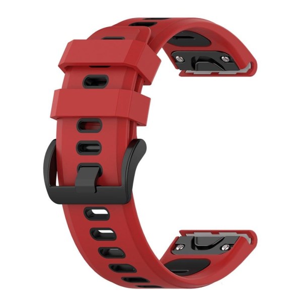 Garmin Fenix 7X tofarvet silikone-urrem - Rød / Sort Red