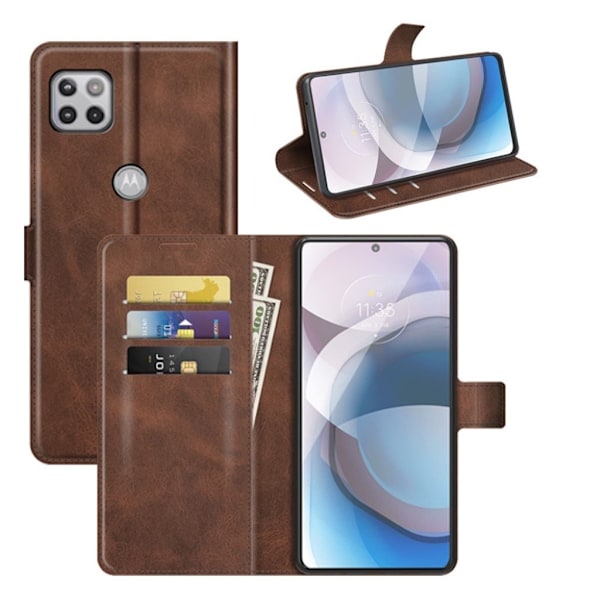 Wallet-style Læder Etui til Motorola Moto G Play (2021) - Mørkebrun Brown