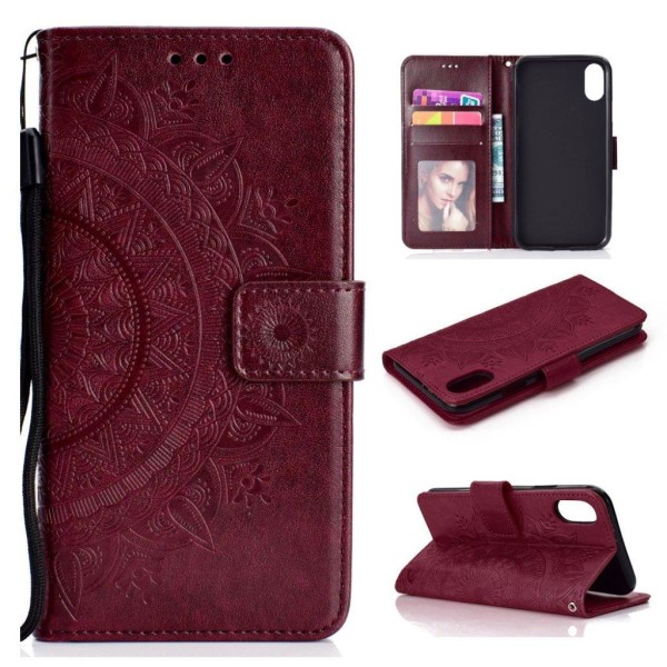 iPhone 9 Plus mobilfodral syntetläder silikon stående plånbok ma Brun