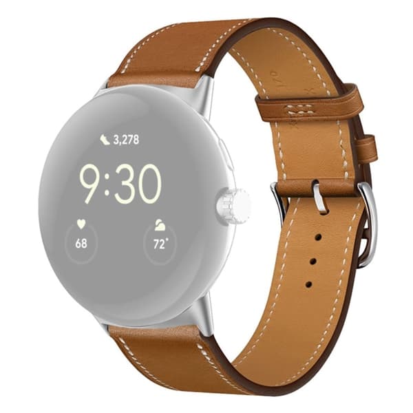 Google Pixel Watch klockarmband i äkta läder - Brun Brun
