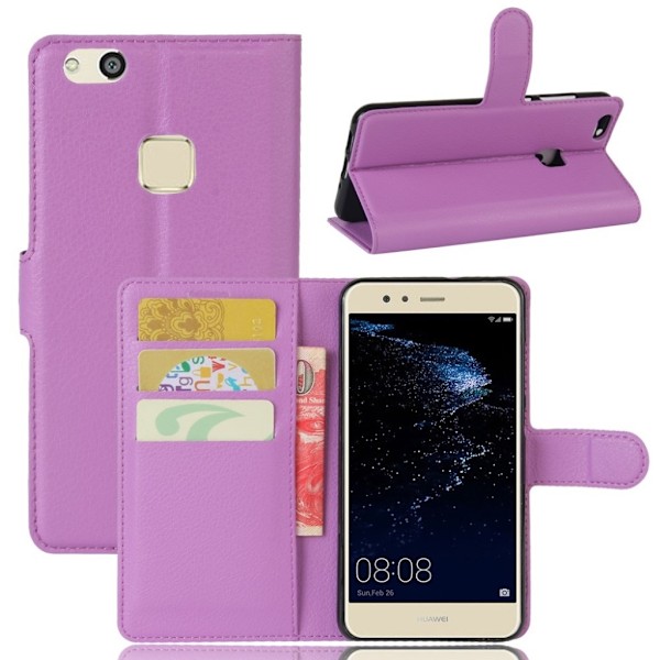 Huawei P10 Lite stilrent og stærkt læder-etui - Lilla Purple