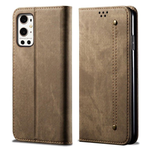 Jeans OnePlus 9 Pro Flip Etui - Khaki Brown