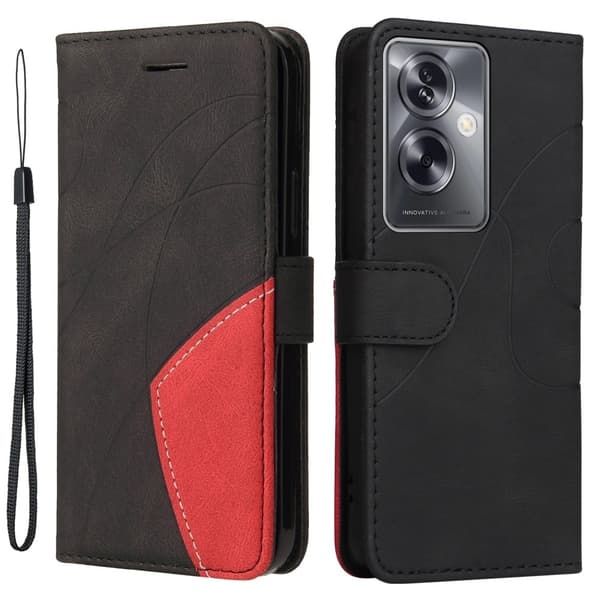 Teksturoitu nahkakotelo hihnalla Oppo A79 - Musta Black