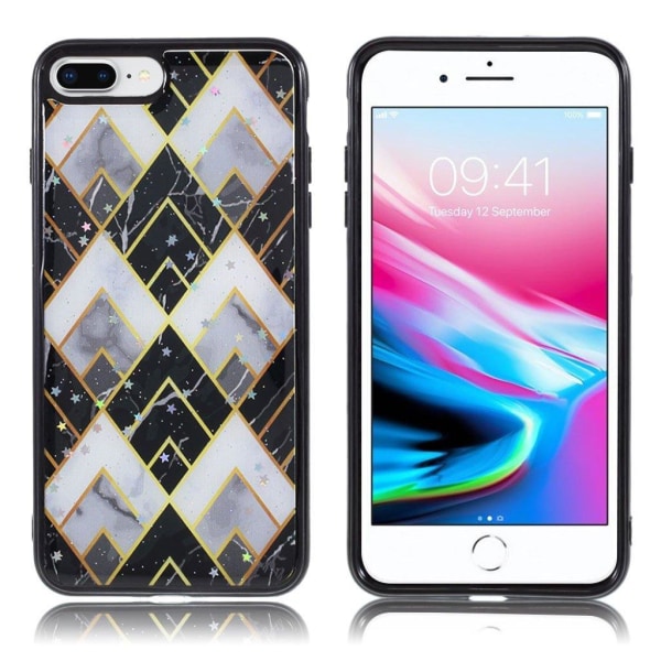 Marble design iPhone 7 Plus cover - Sort / Hvid Black