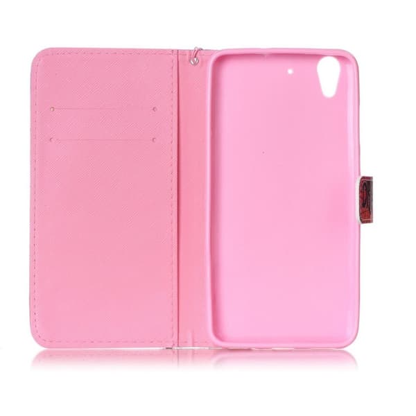 Huawei Y6 II læder-etui med holder - Blomster og citat Multicolor
