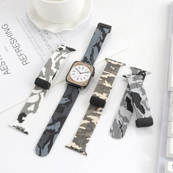 Apple Watch Series 8 (45mm) / Watch Ultra camouflage silikonerem - Sort Black