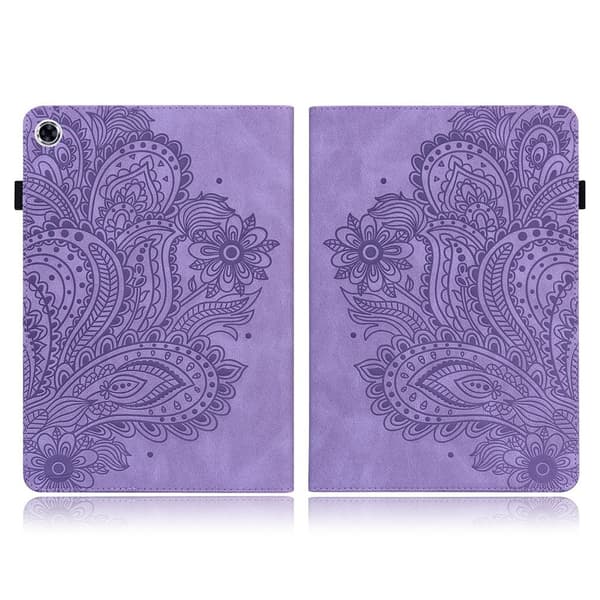 Imprinted Flower Læder Etui til Lenovo Tab M10 FHD Plus - Lilla Purple