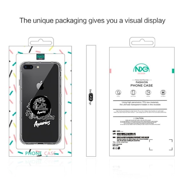NXE iPhone 7 Plus ja 8 Plus horoskooppikuvioinen suojakuori - Vesimies Multicolor