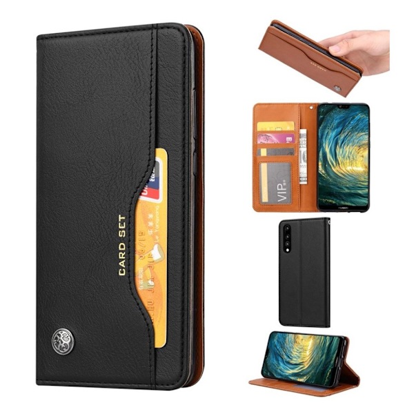 Huawei P20 Pro auto-absorberende PU læder flip etui - Sort Black