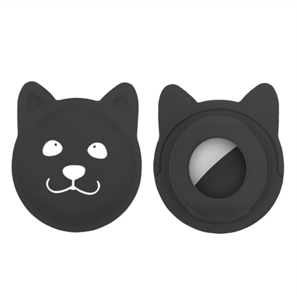AirTags søde hundedesign TPU-cover - Sort Black