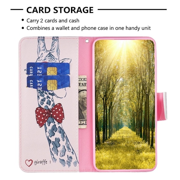 Wonderland Motorola Moto E13 Flip Etui - Giraf Pink
