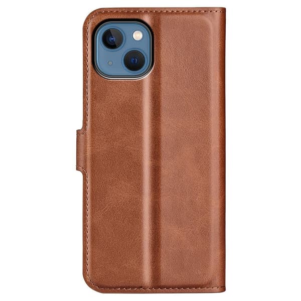 iPhone 14 Plus læderetui med pung - Brun Brown
