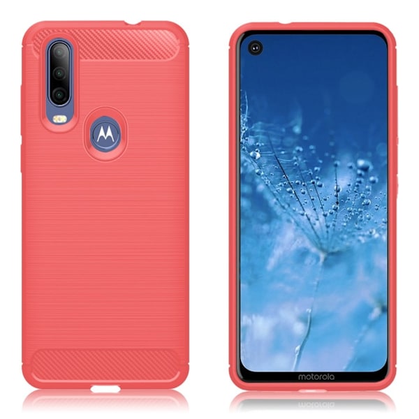 Carbon Flex cover - Motorola P40 Power / One Action - Rød Red