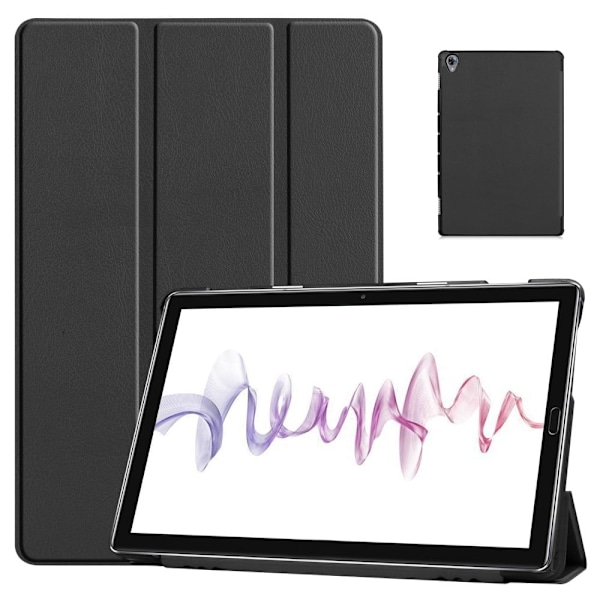 Kolminkertainen nahkainen jalusta Kotelo Huawei MatePad 10.8 - Musta Black