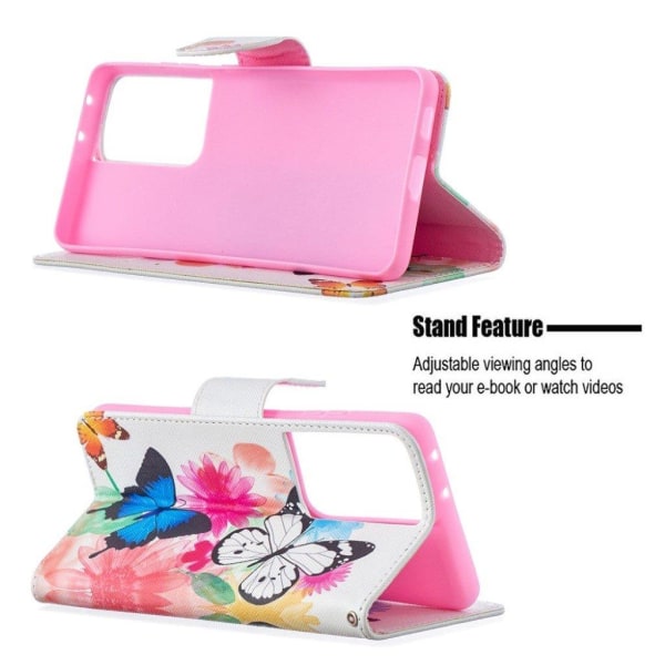 wonderland Samsung Galaxy S21 Ultra flip etui - Two sommerfugl Multicolor