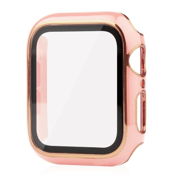 Apple Watch SE 2022 (44mm) dual color electroplating cover with tempered glass - Pink / Gold Rosa