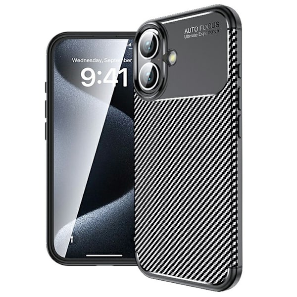 Carbon Shield iPhone 16 cover - Sort Black