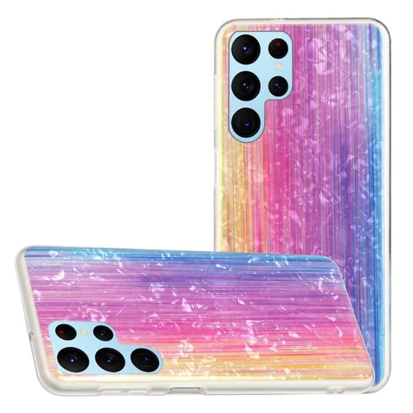Deco Samsung Galaxy S22 Ultra Etui - Rosa Regnbue Multicolor
