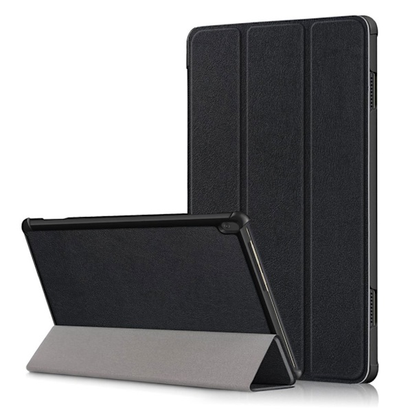 Lenovo Tab M10 tri-fold enkle lær flip etui - Sort Black