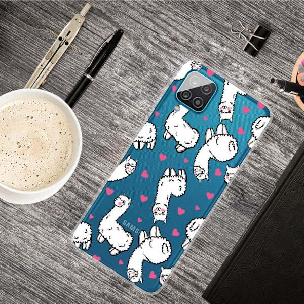 Deco Samsung Galaxy A12 5G Etui - Fluffy Llama White