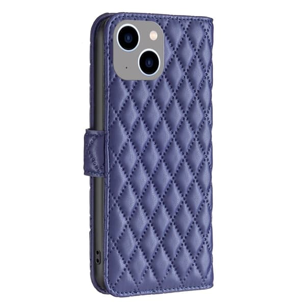 Matt iPhone 15 fodral med rombmönster - Blå Blå