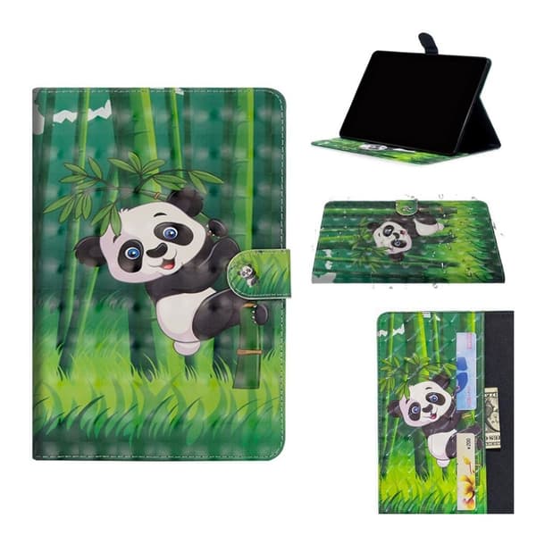 iPad Mini (2019) valopilkku-koristeinen nahkakotelo - Bambu Panda Multicolor