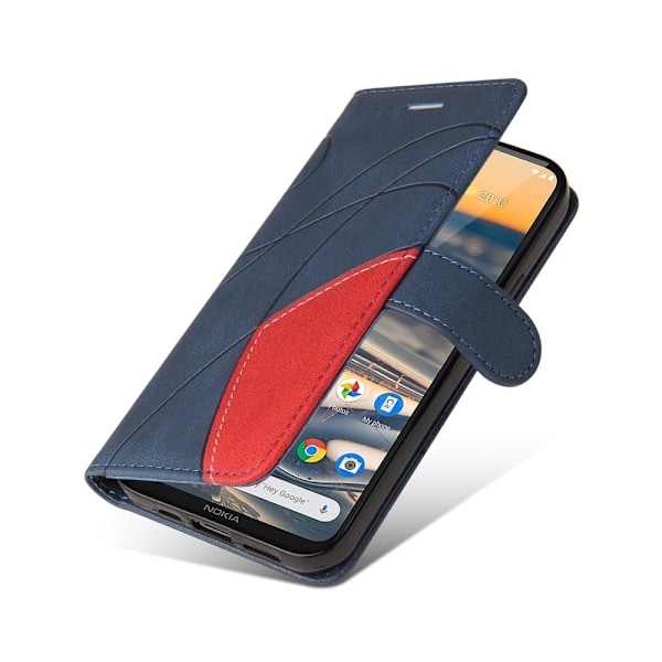 Teksturert læretui med stropp for Nokia 5.3 - Blå Blue