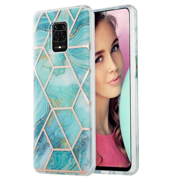 Marble Mønstret Deksel med Ring Holder til Xiaomi Redmi Note 9 Pro Max / 9 Pro / 9s - Blå Blue