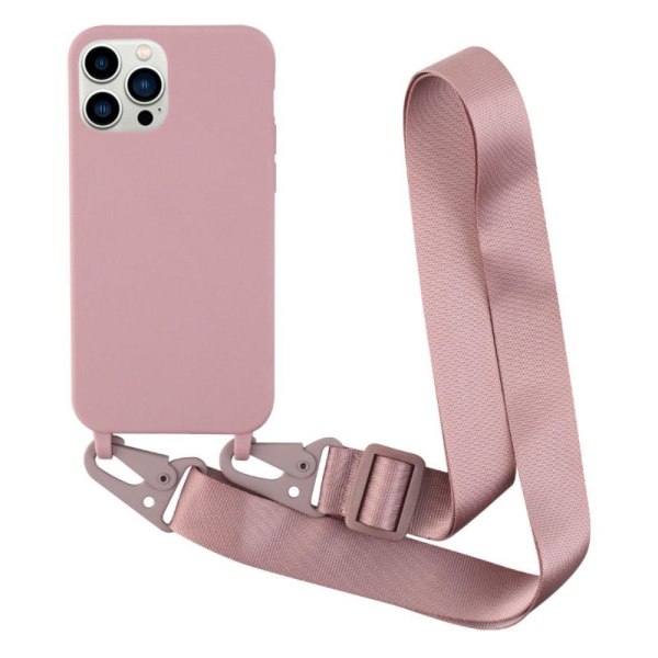 Thin TPU case with a matte finish and adjustable strap for iPhon Rosa