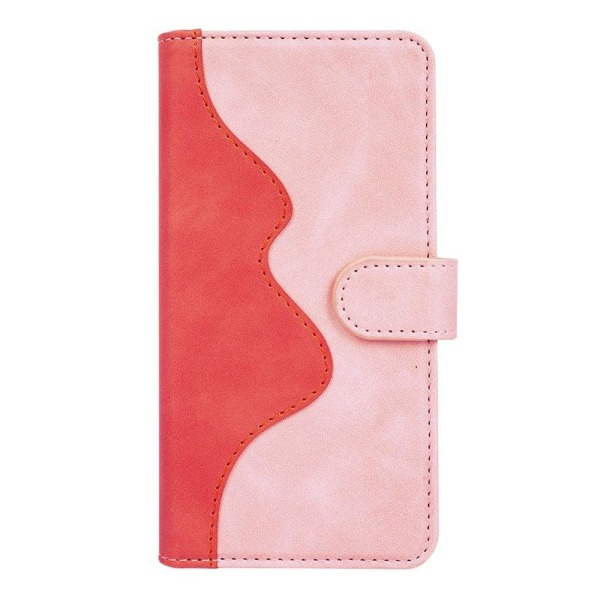 Tvåfärgat Xiaomi Redmi 12C fodral i läder - Rosa Rosa